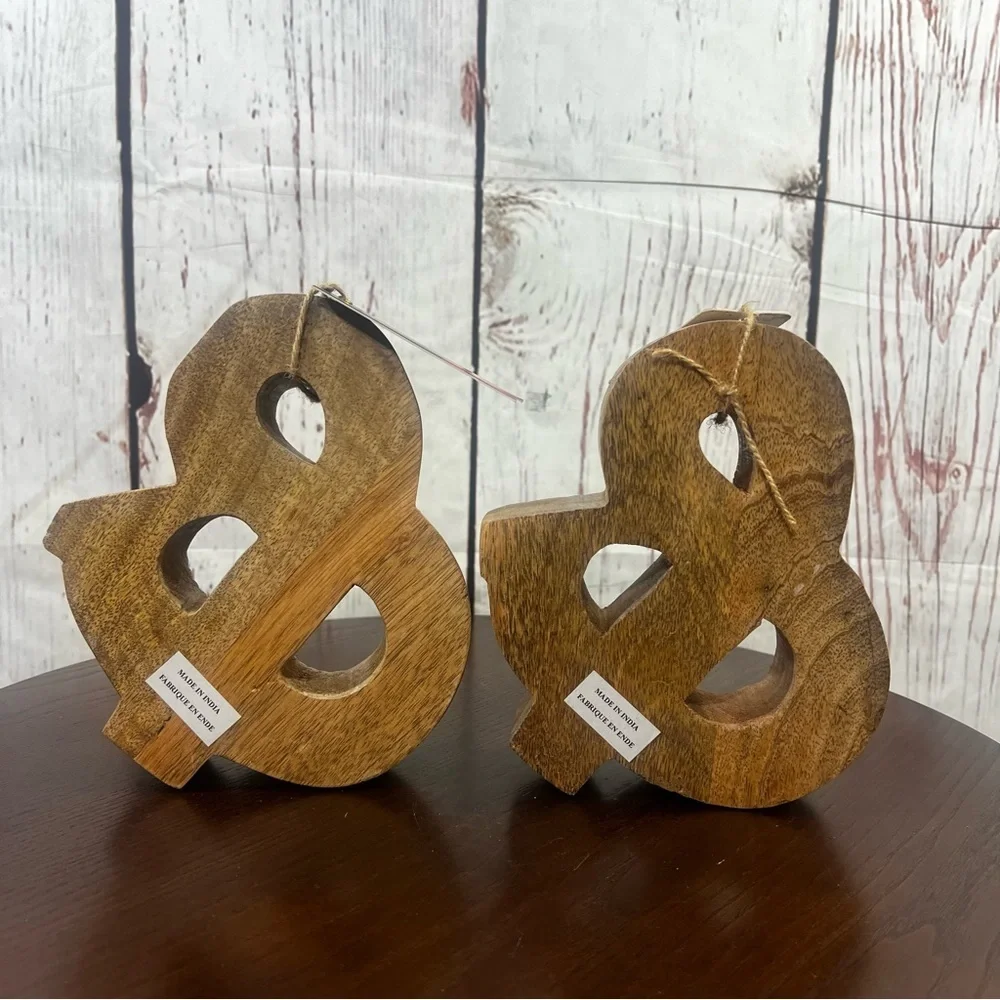 Wooden Ampersand Bookends or Decorative Accent - Distressed White